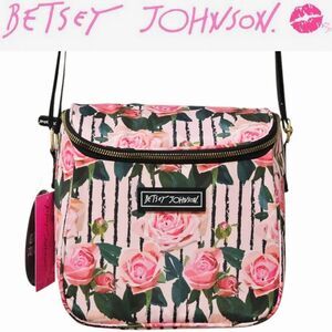 Betsey Johnson Rose Pattern Cube Insulated Lunch Tote Bag